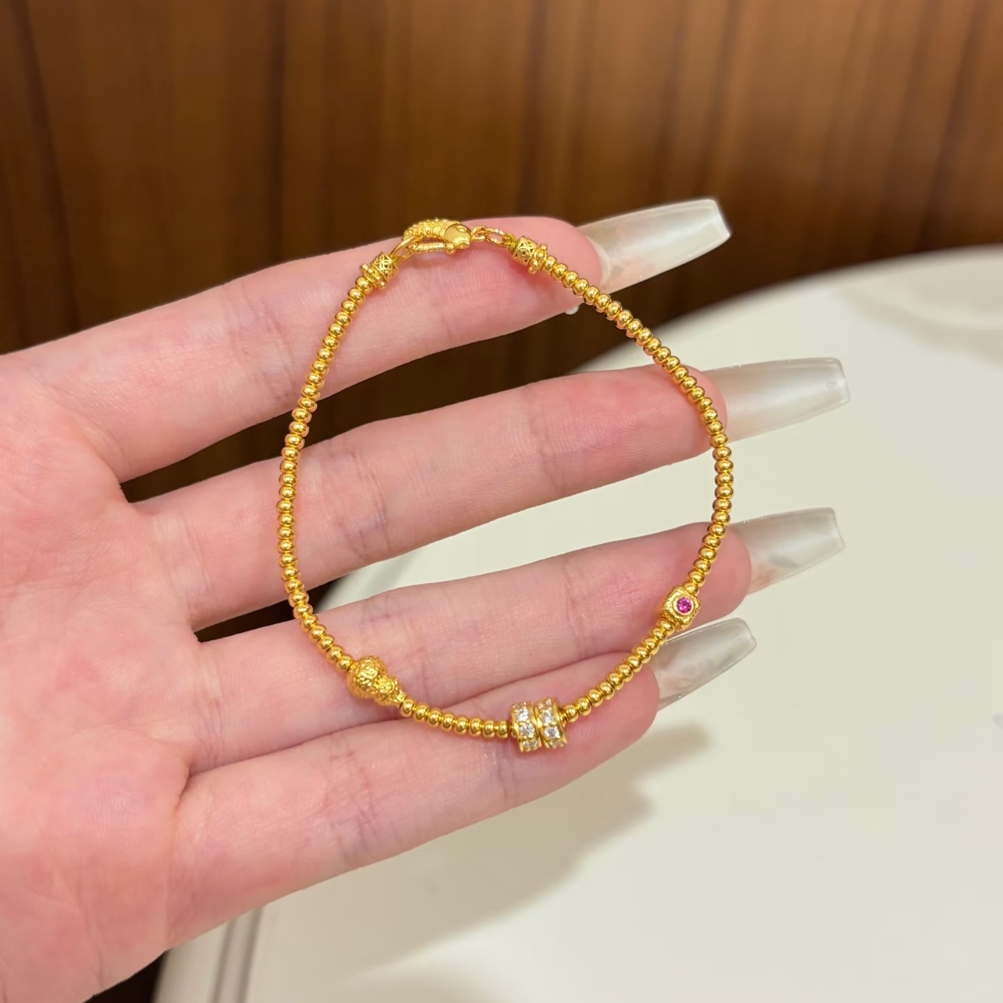 金店同款沙金仿真金葫芦跑环珠珠手链女款高级感手串新中式手饰