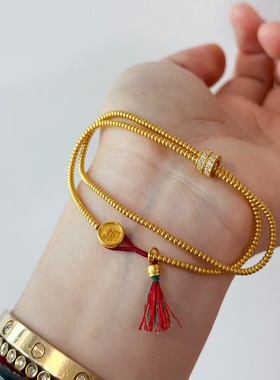 金店同款沙金仿真金盘缠跑环手链女款流苏轻奢高级感手串送女友