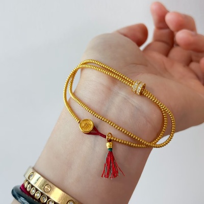 金店同款沙金仿真金盘缠跑环手链女款流苏轻奢高级感手串送女友