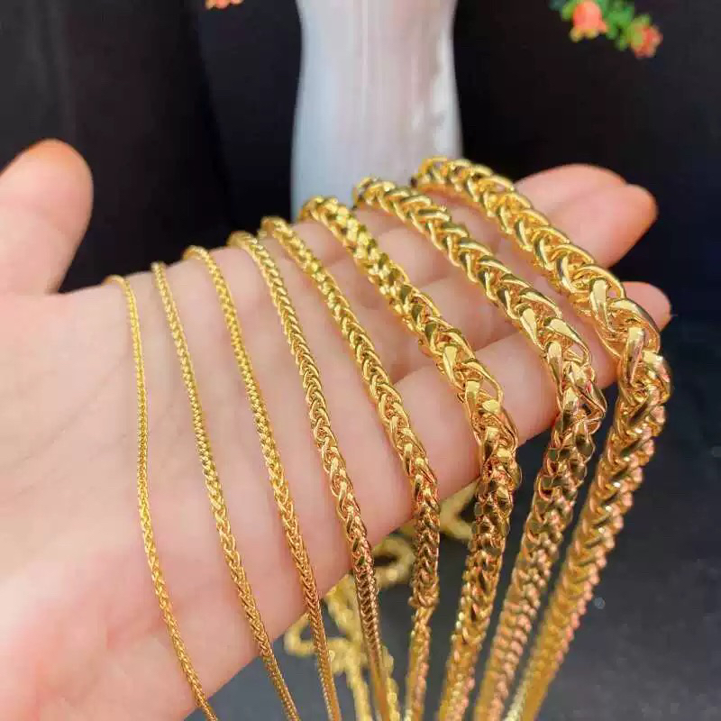 沙金仿真金镀金肖邦项链子男女同款镀金链子时尚实心项链链子