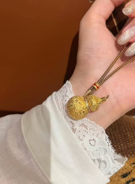 金店同款沙金仿真金丝绒福禄葫芦吊坠铜镀金镂空雕花葫芦百搭项链