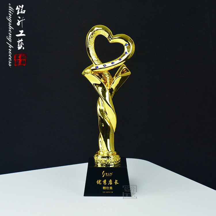 心形水晶奖杯爱心活动纪念奖杯慈善纪念奖杯定做奖杯刻字定制