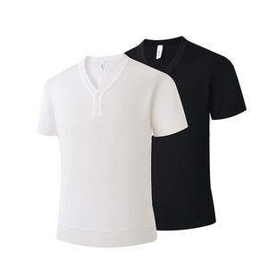 2026新款短袖极简老钱风纯色亨利领T恤秋冬cleanfit痞帅修身正肩