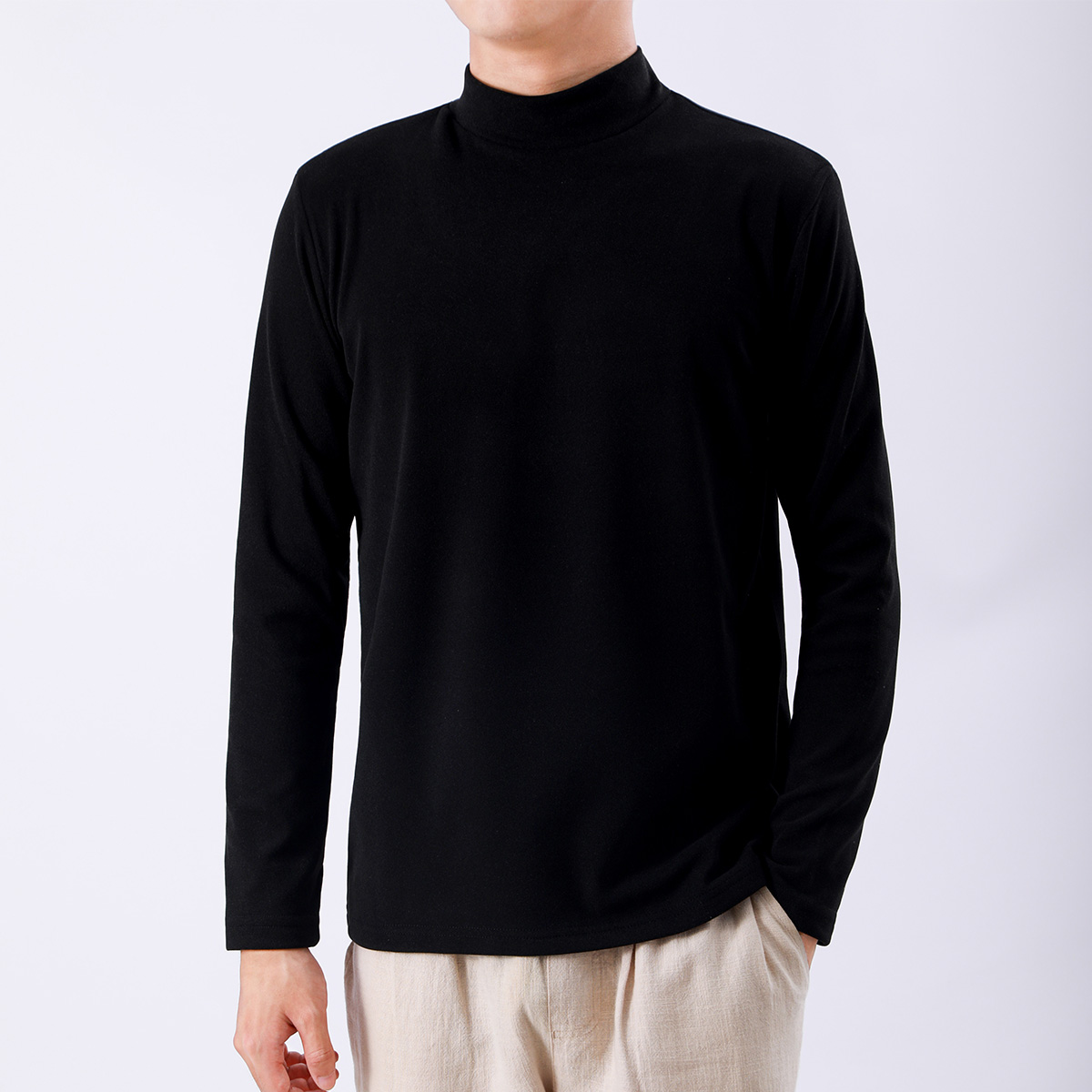 男士半高领德绒毛衣男宽松韩版潮流百搭中领衫打底针织衫秋冬季