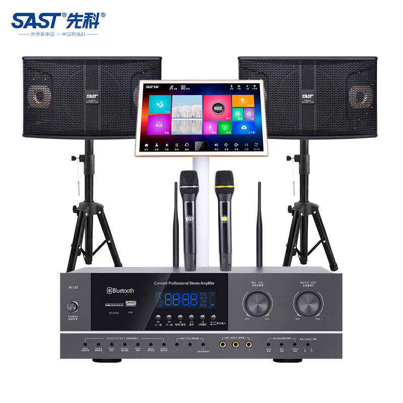 先科AV-312家庭影院KTV音响套装10英寸 会议室教室K歌音箱功放机