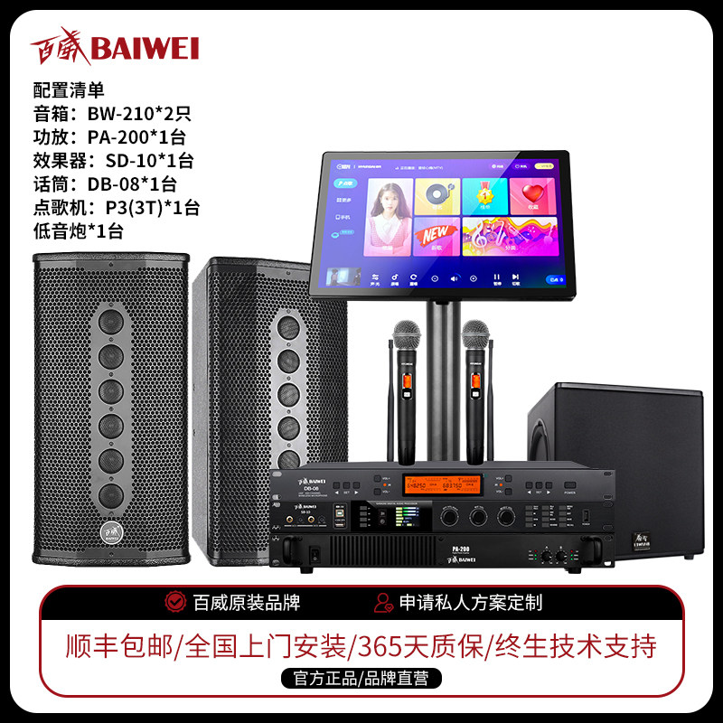 百威双10寸8寸专业会议室音响BW210/BW280 家庭KTV教室餐厅卡拉OK