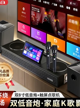 aiwa爱华WA111家庭影院KTV电视音响K歌低音炮 语音点歌机环绕音箱