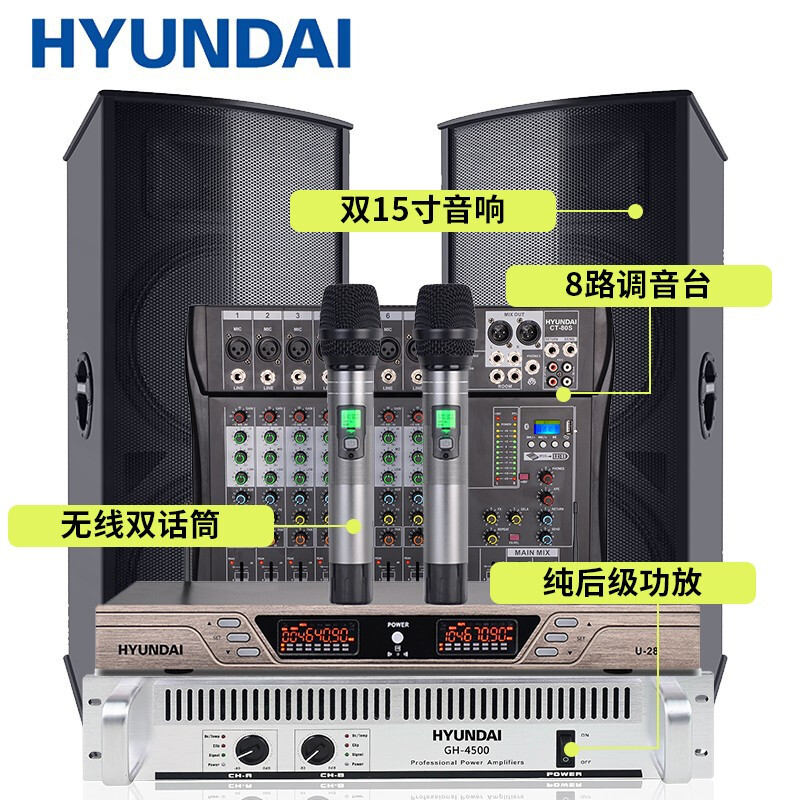 现代zy215音响套装双15英寸