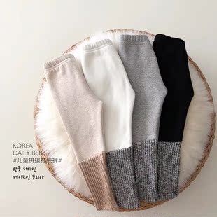 哦哦乐韩国童装韩国童装女童春季拼接内搭裤男童宝宝新款外穿裤子