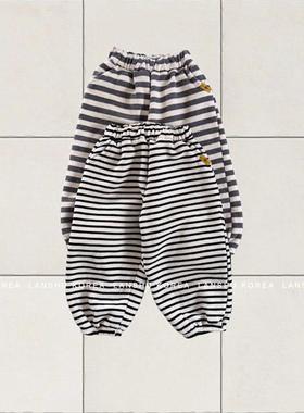 哦哦乐韩国童装【Amore】25冬款男童女童日系感条纹加绒束口休闲