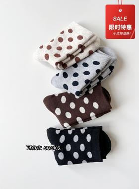 哦哦乐韩国童装回馈价！全毛圈加厚圆点袜子女士秋冬保暖棉日系波