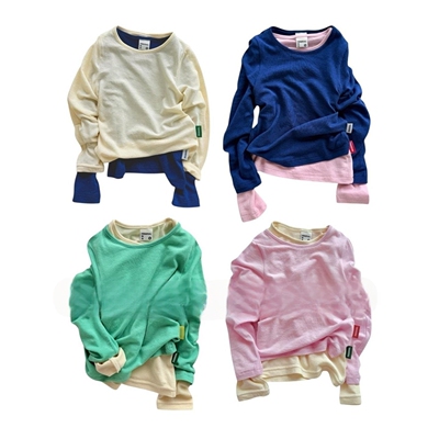 哦哦乐韩国童装minimal韩国26春亲子莱赛尔天丝软糯亲肤长袖修身T