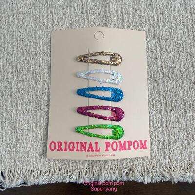 韩国original pom pom2026春夏发饰亮片基础水滴掰掰发夹浏海夹
