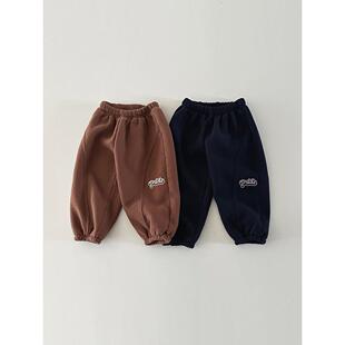 哦哦乐韩国童装现货韩国童装冬季小童加绒运动长裤子男女童宝宝休