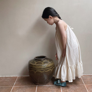 沙灘裙子度假裙背心裙 童裙2025春夏女童海邊吊帶裙兒童韓版
