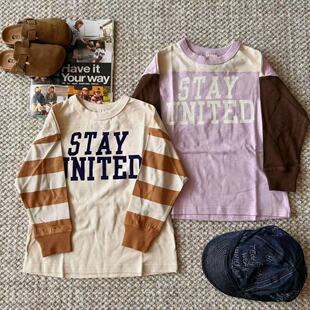 2025秋季DD同款日系儿童立体小象刺绣字母植绒拼长袖竹节棉T