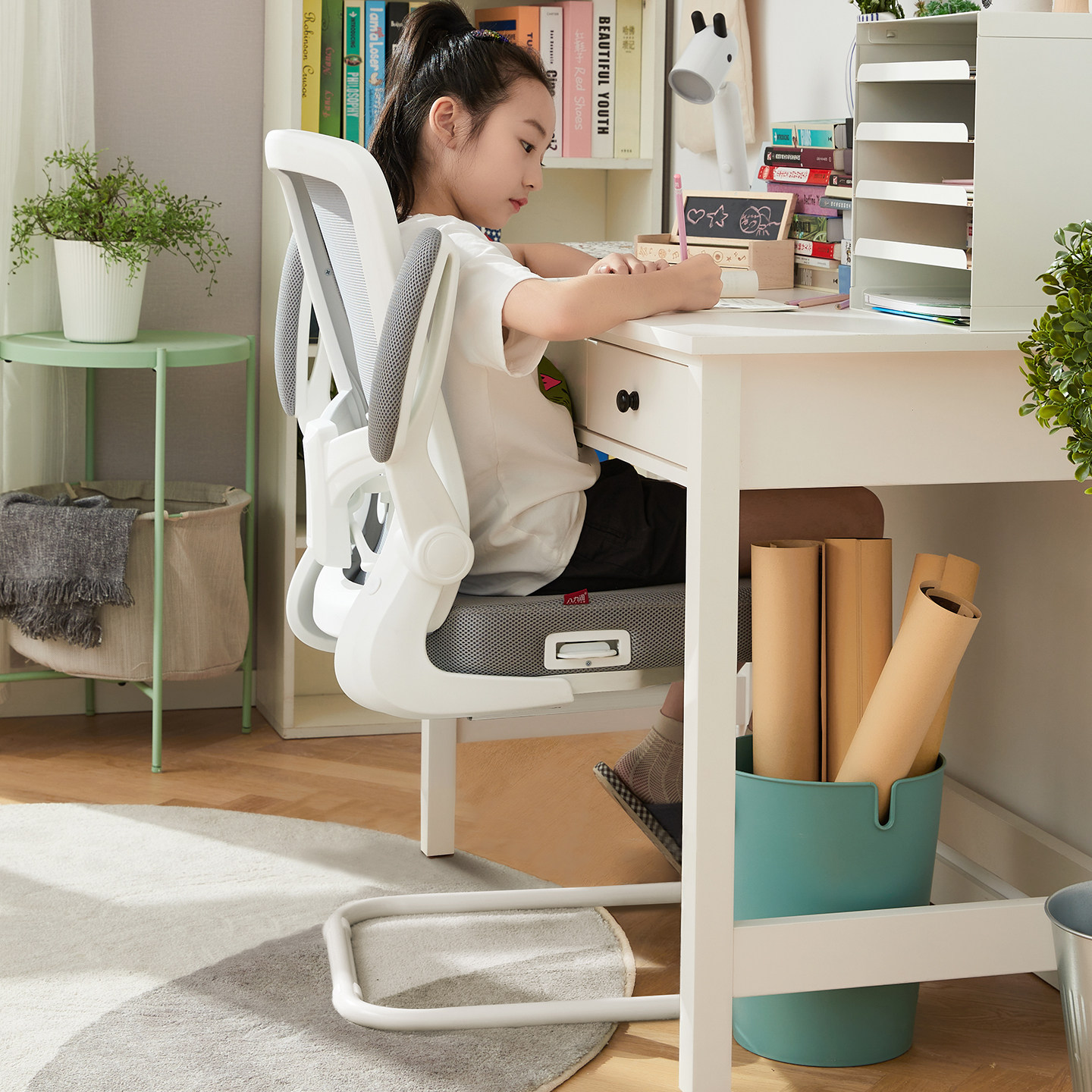 八九间S5Z电脑椅子中学生学习专用弓形椅家用书桌人体工学办公凳