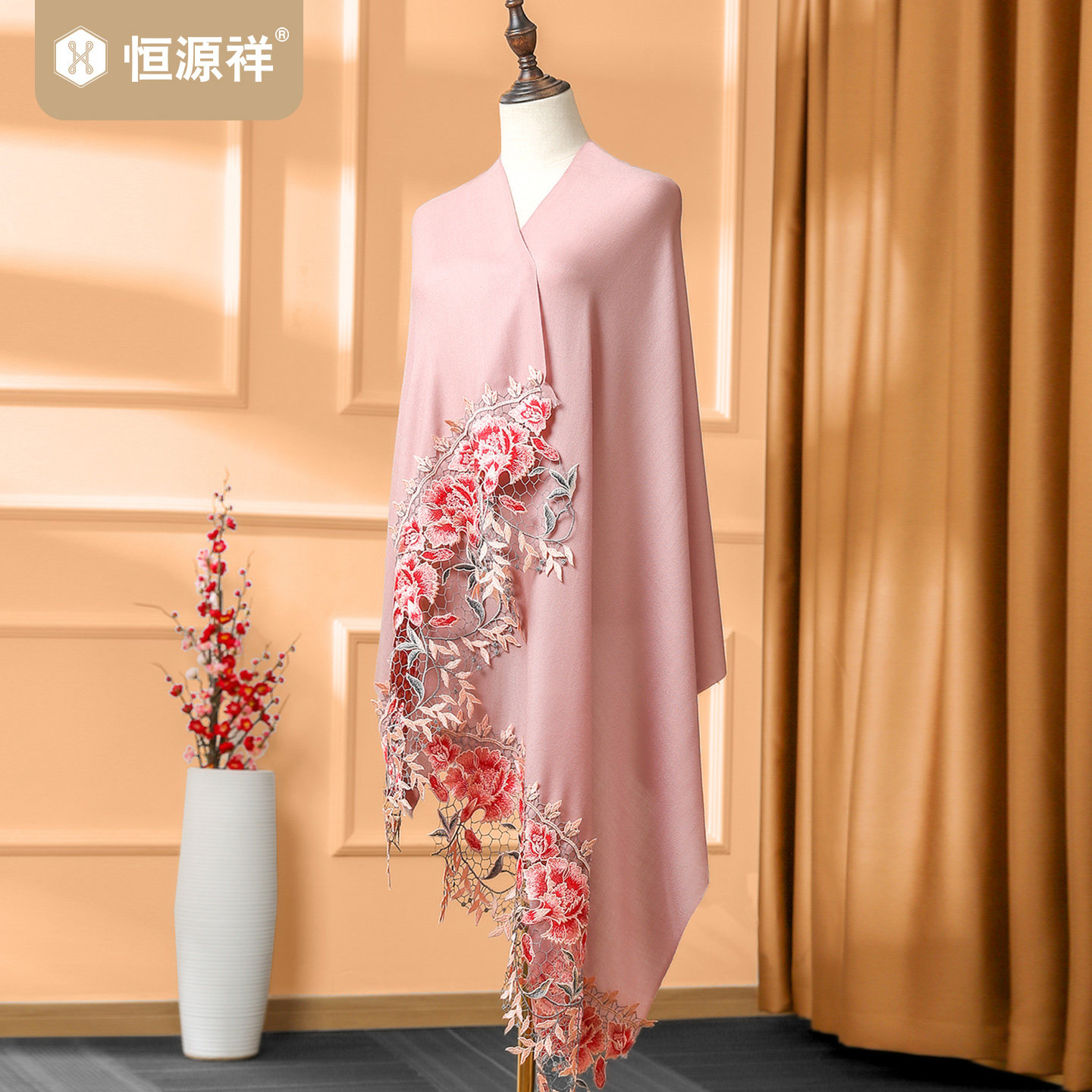 恒源祥品牌洋气羊毛围巾女无羊绒