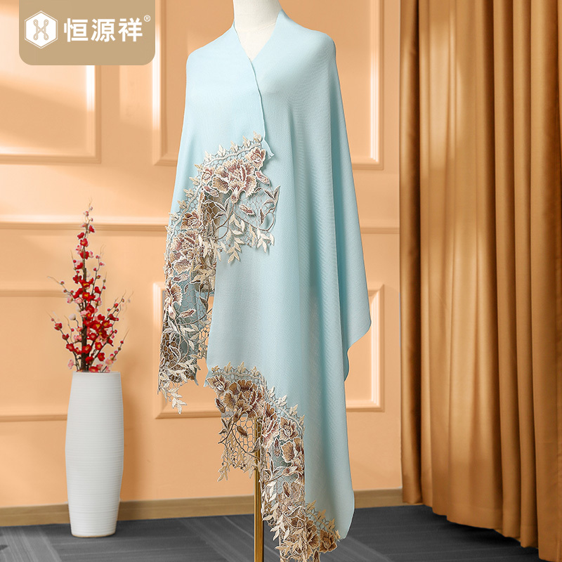 恒源祥加宽加大羊毛围巾女无羊绒