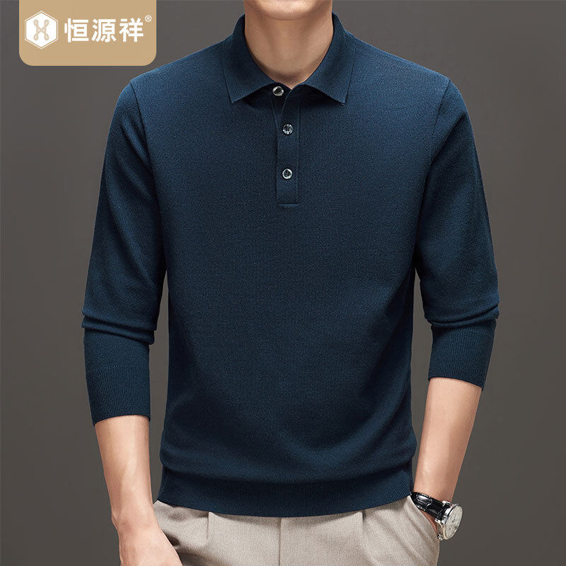 恒源祥冬季新款半高翻领男款针织打底毛衣秋冬款保暖含绵羊毛线衫