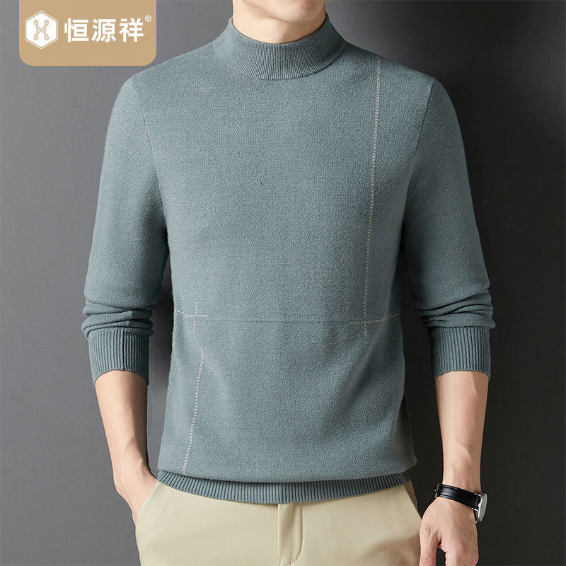 恒源祥半高圆领毛衣男士款保