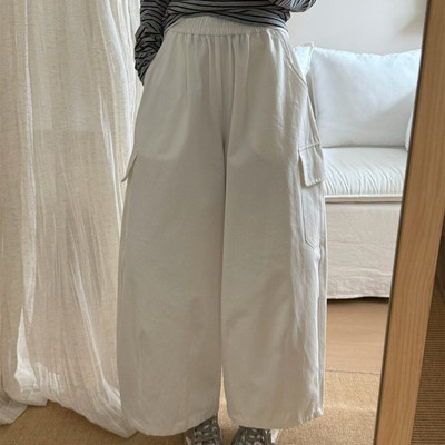 日系复古大口袋直筒工装裤女