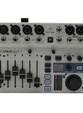 百灵达 FLOW8 8通道双效果器带蓝牙播放数字扩声调音台声卡直播