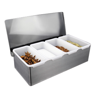 不锈钢调味盒调料盒套装 厨房装盐的作料盒佐料盒 4格