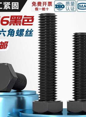 正宗国标黑色316不锈钢外六角螺丝镀黑锌发黑螺栓MM4M5M6M8M10M12
