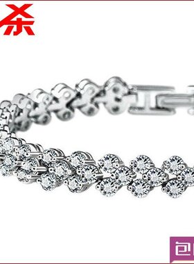 纯银锆石满钻多层生日礼物手链