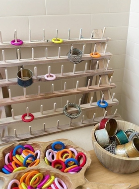 瑞吉欧蒙氏EYFS木环套圈开放性材料手眼协调幼儿园活动感官材料