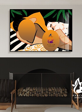 美容院私密房间装饰画北欧风客厅小众浪漫挂画抽象亲密情侣墙壁画
