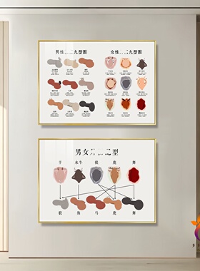 男女九型图挂画抽象私密生殖艺术装饰画美容院月子中心产康墙壁画