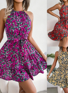 Ins Casual Flounced Floral Dress Holiday Dress Women's Dress