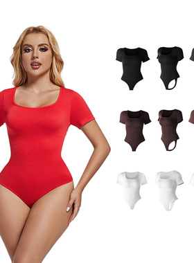 New Women's Top With Square Collar Tight Waist And Belly-fit