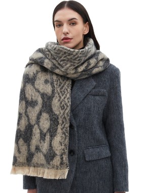 2025 Women Short-beard Jacquard Large Leopard Scarf Shawl
