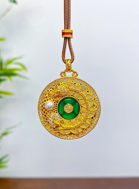 2025新款女士镶钻镂空铜币串钱龙编绳项链古法时尚裙链送女友老婆