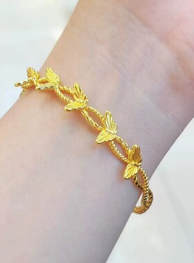 2026新款时尚蝴蝶手镯在逃公主开口可调节铜镀沙金手环送女友饰品