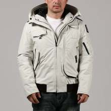 可拆卸内胆连帽真皮黄牛皮羽绒服男明星多功能登山滑雪运动服皮衣