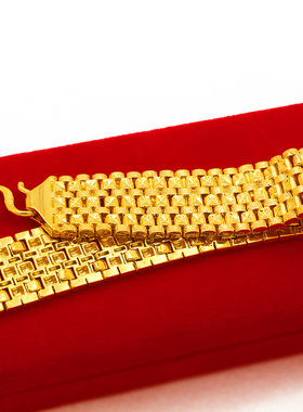 男款欧美时尚霸气20mm加厚手链镀金手表链男厚金品质