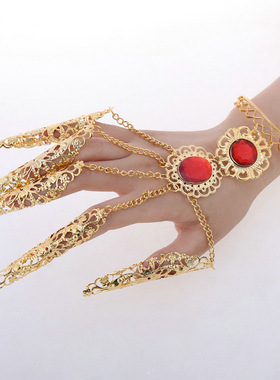 2025民族风手饰新疆舞肚皮舞印度舞演出服手链配饰千手观音指甲女