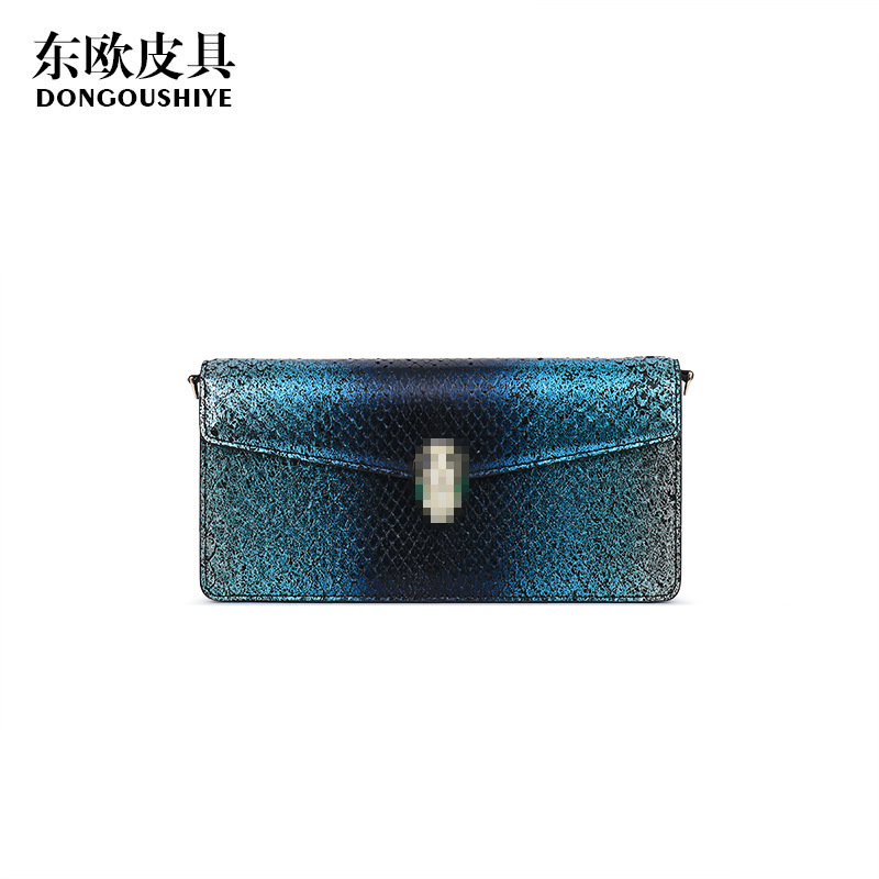 2025款名媛晚宴包拼皮时尚女包高档包百搭单肩斜挎包蛇皮真皮包包