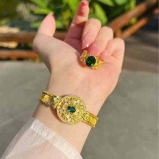 2025款繁花似锦黄金色手牌手链戒指满钻镶嵌贵气仙女风拉满送女友