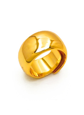 2025女士活口戒指光面复古宽面黄铜镀沙金个性古法镜面工艺指环女