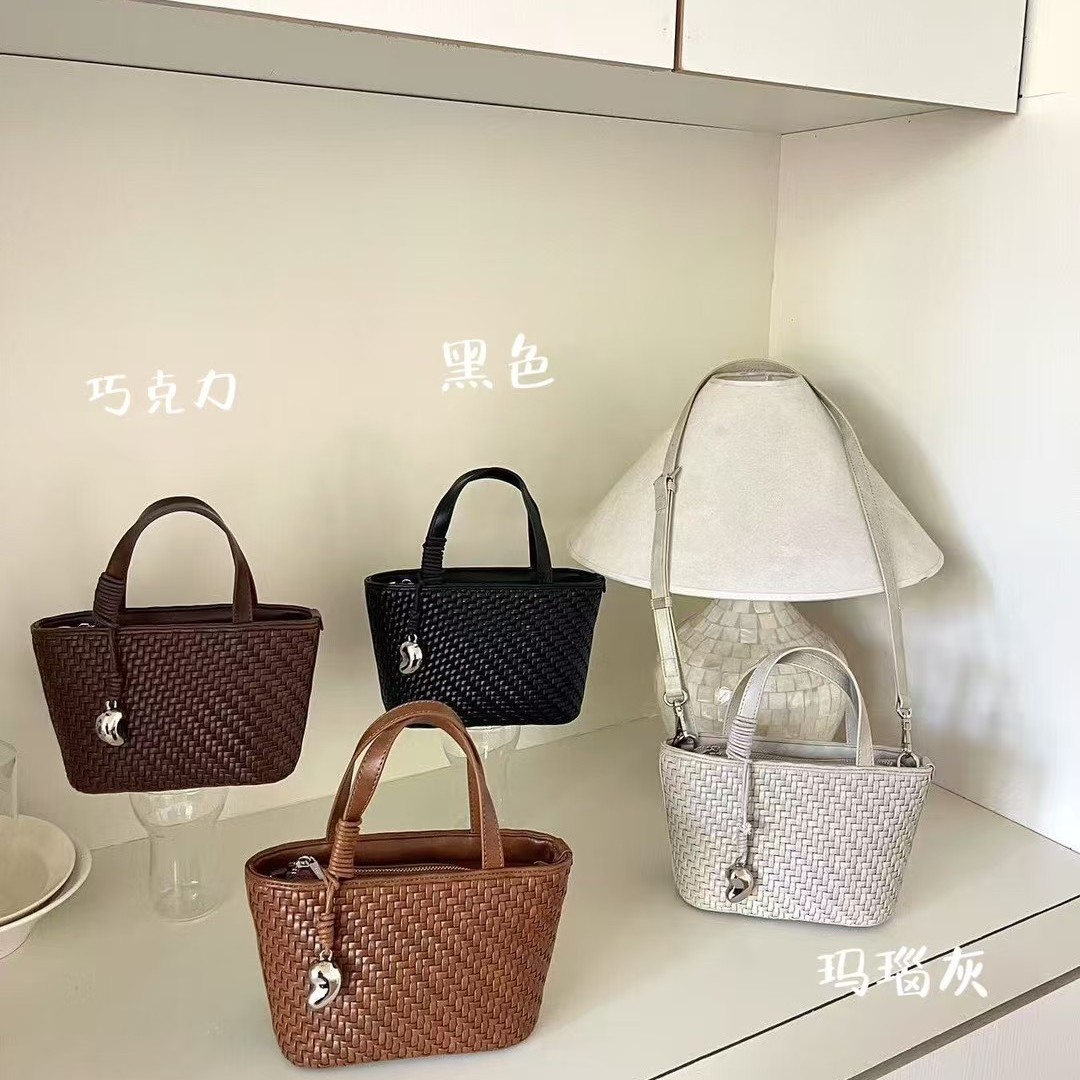 2025新款高品质真皮手工编织手提菜篮子包包简约百搭斜挎包