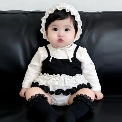 宝宝假两件包屁衣花边