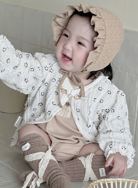 新生儿披肩小外套宝宝长袖春秋开衫百日周岁笑脸外出服Z1219