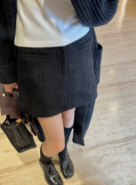 SHARLENE_2023冬季新款_进店B入70羊毛百搭显瘦A字毛圈质感短裙