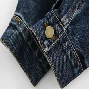 夹克上衣 撞色翻领宽松刺绣韩版 DUSK美式 复古高街牛仔外套女春秋季