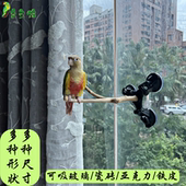 鹦鹉吸盘站架车载玻璃鸟站杆实木架站架互动训练道具空中吸盘站棍